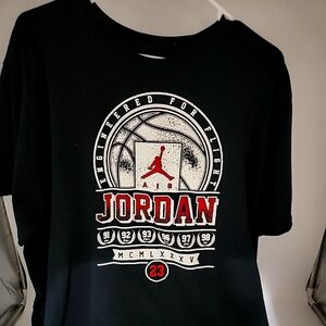 Jordan Black Tee with Red and White Graphic